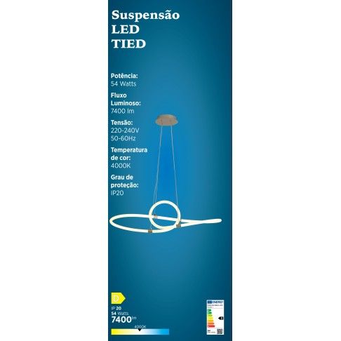 SUSPENSÃO LED TIED 51W 4000K SILVER SUSPENSÃO LED TIED 51W 4000K SILVER