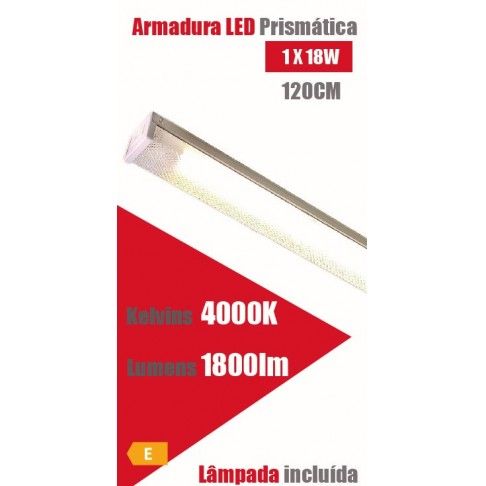 Armadura Led Prismástica 1x18w 120cm Armadura Led Prismástica 1x18w 120cm
