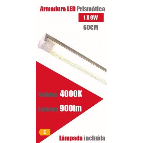 Armadura Led Prismástica 1x9w 60cm Armadura Led Prismástica 1x9w 60cm
