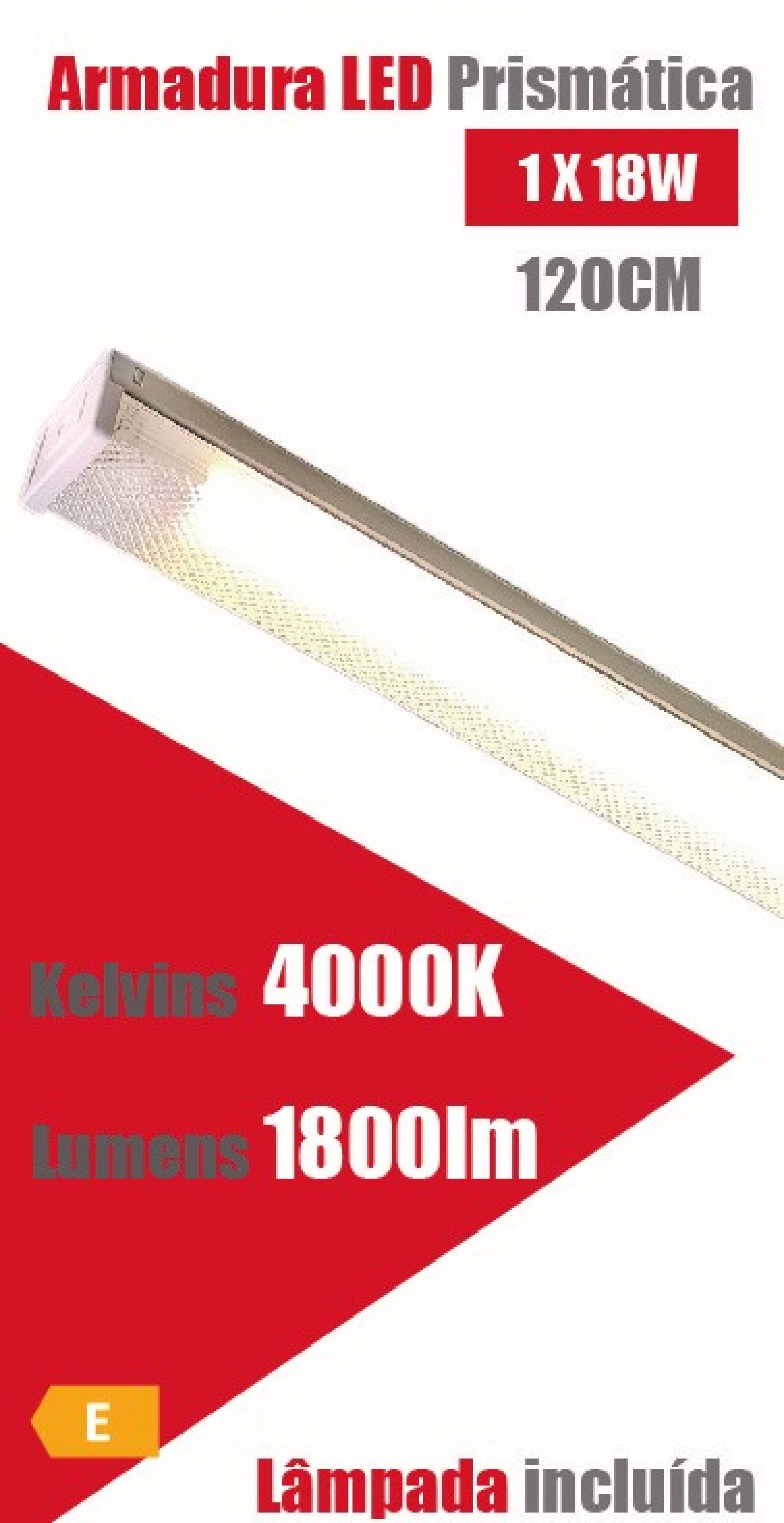 Armadura Led Prismástica 1x18w 120cm