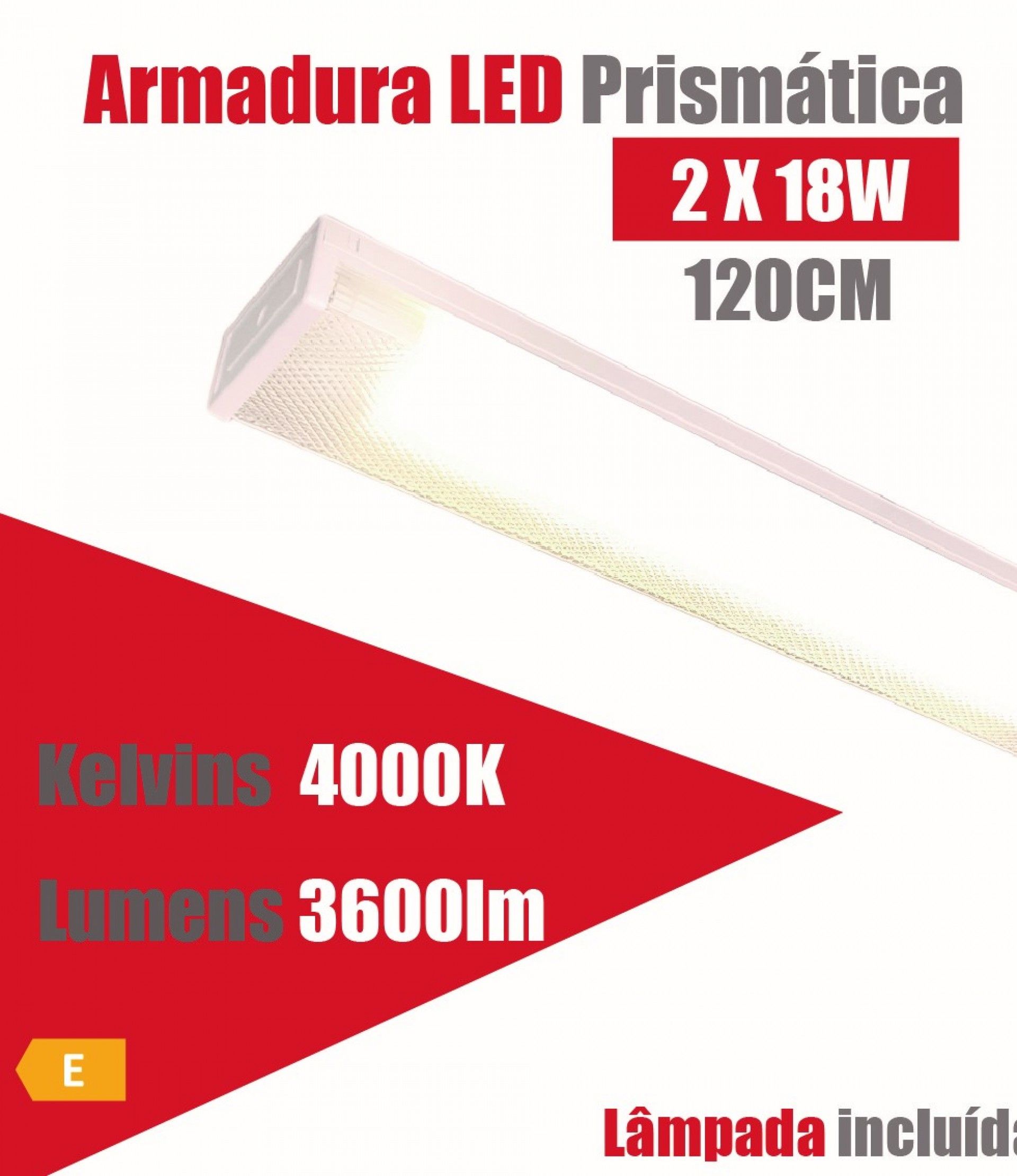 Armadura Led Prismástica 2x18w 120cm