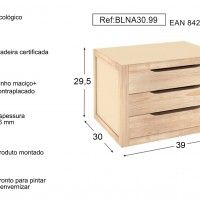 Módulo 3 Gavetas Pinho 390x300x295mm Módulo 3 Gavetas Pinho 390x300x295mm