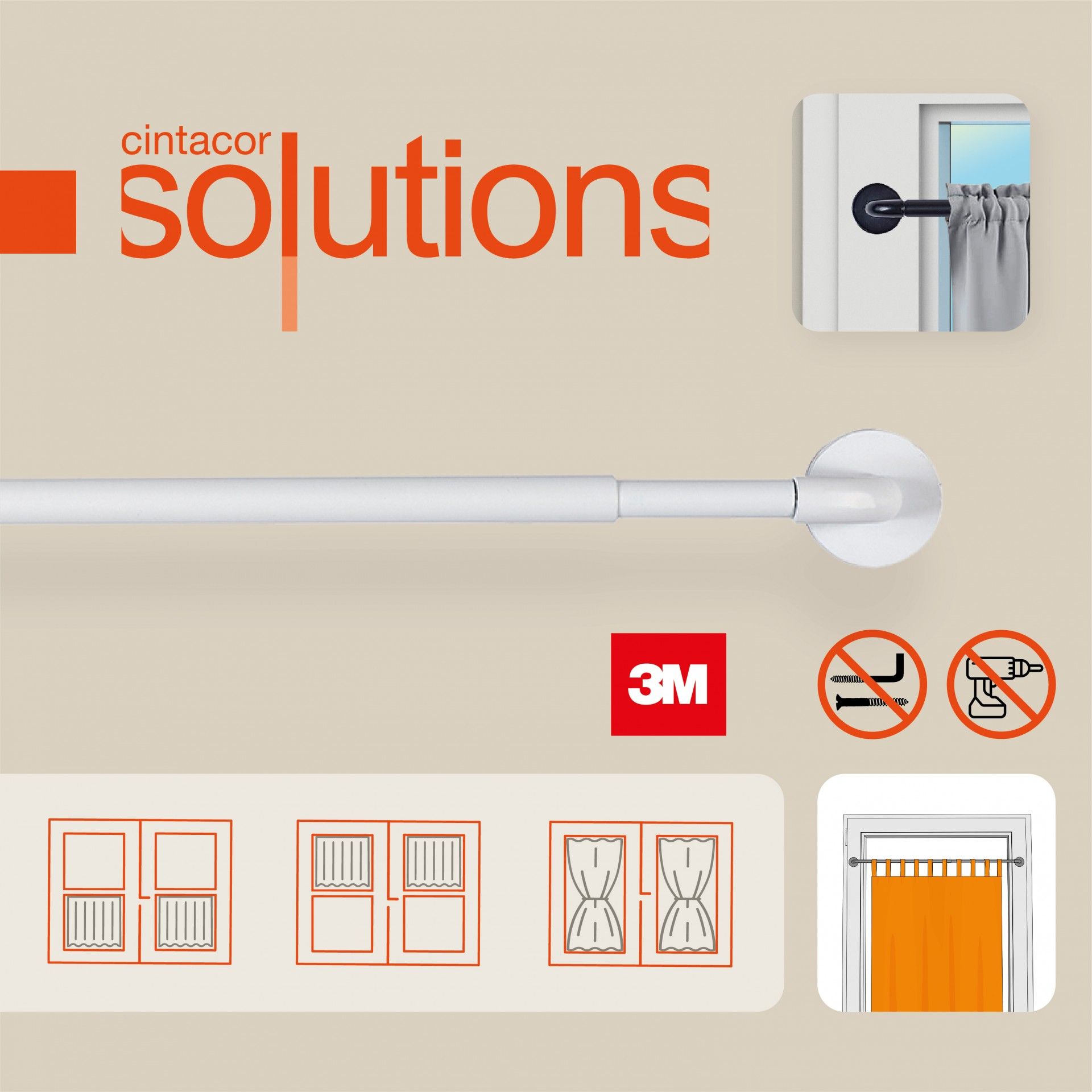 Pqueno Varão Adesivo 40-70cm Branco