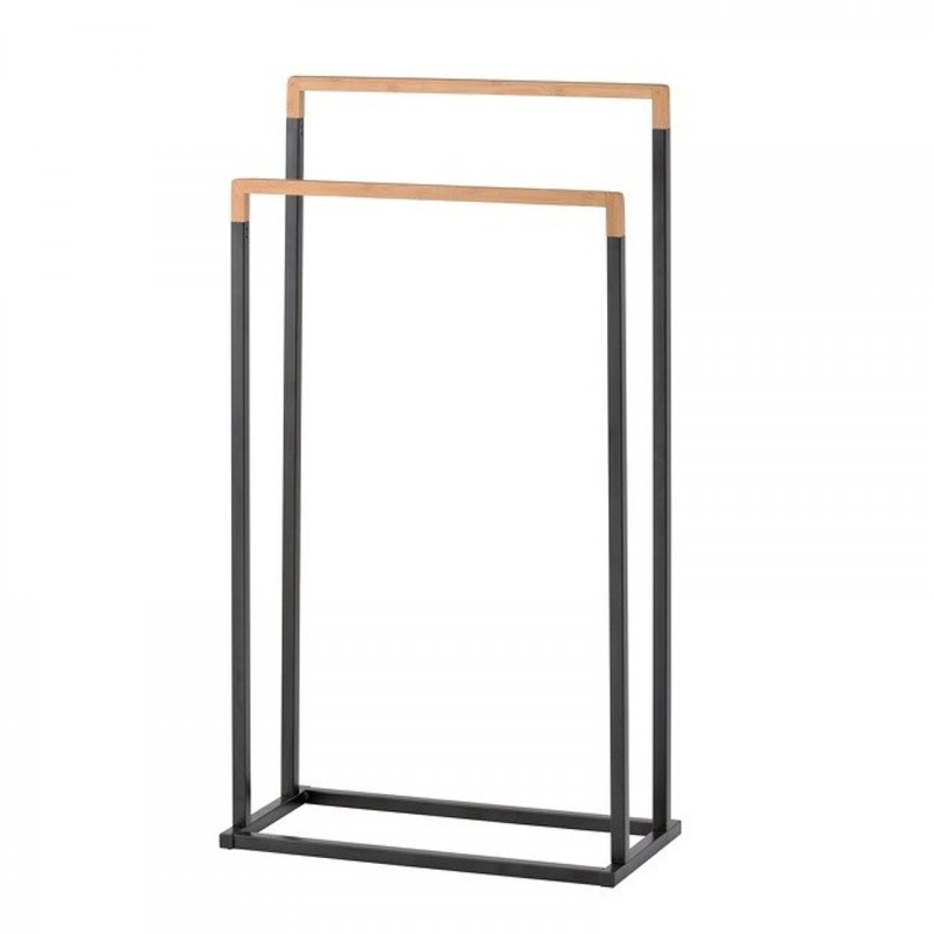 Toalheiro De Pé Preto/Bambu