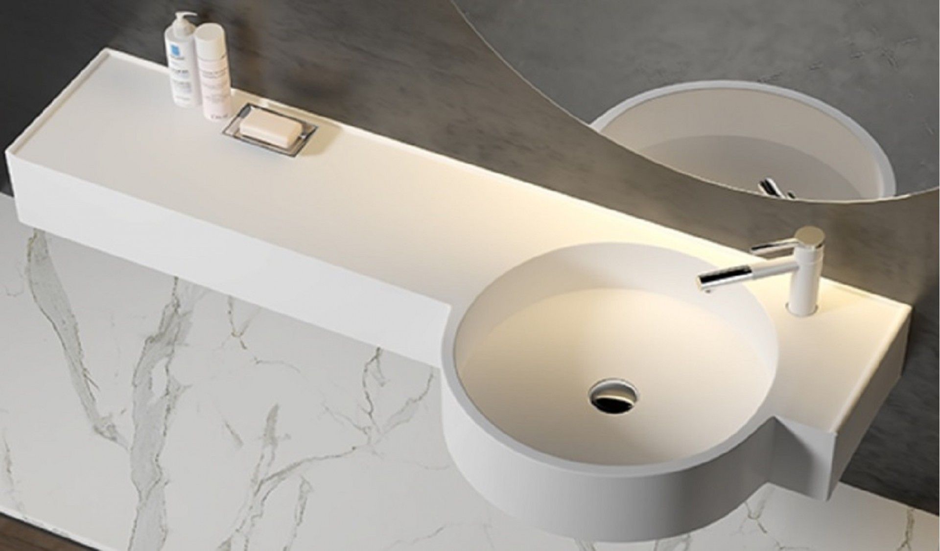 Lavatório Suspenso Resina 100cm Branco