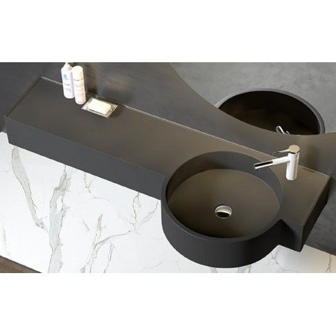 Lavatório Suspenso Resina 100cm Preto Lavatório Suspenso Resina 100cm Preto