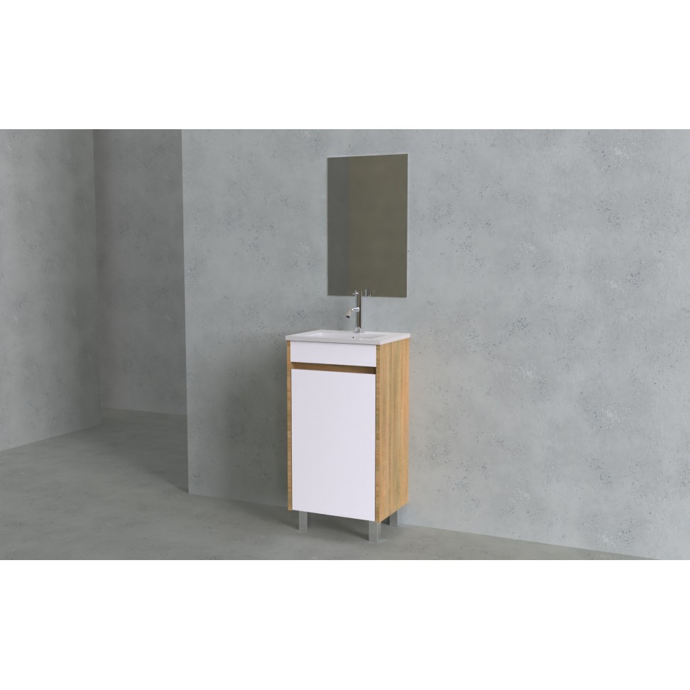 Conjunto RENO 40cm M�vel+Lavat�rio+Espelho Branco/Hera