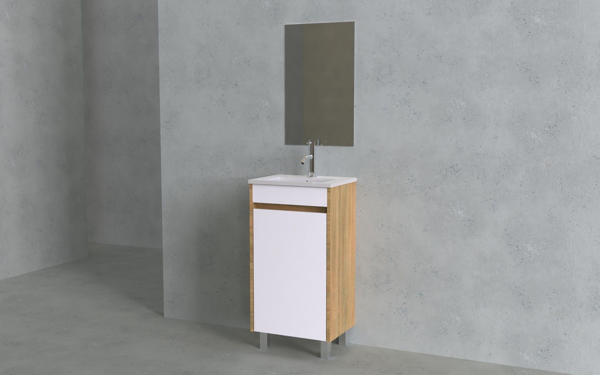 CONJUNTO RENO 40CM MÓVEL+LAVATÒRIO+ESPELHO BRANCO/HERA