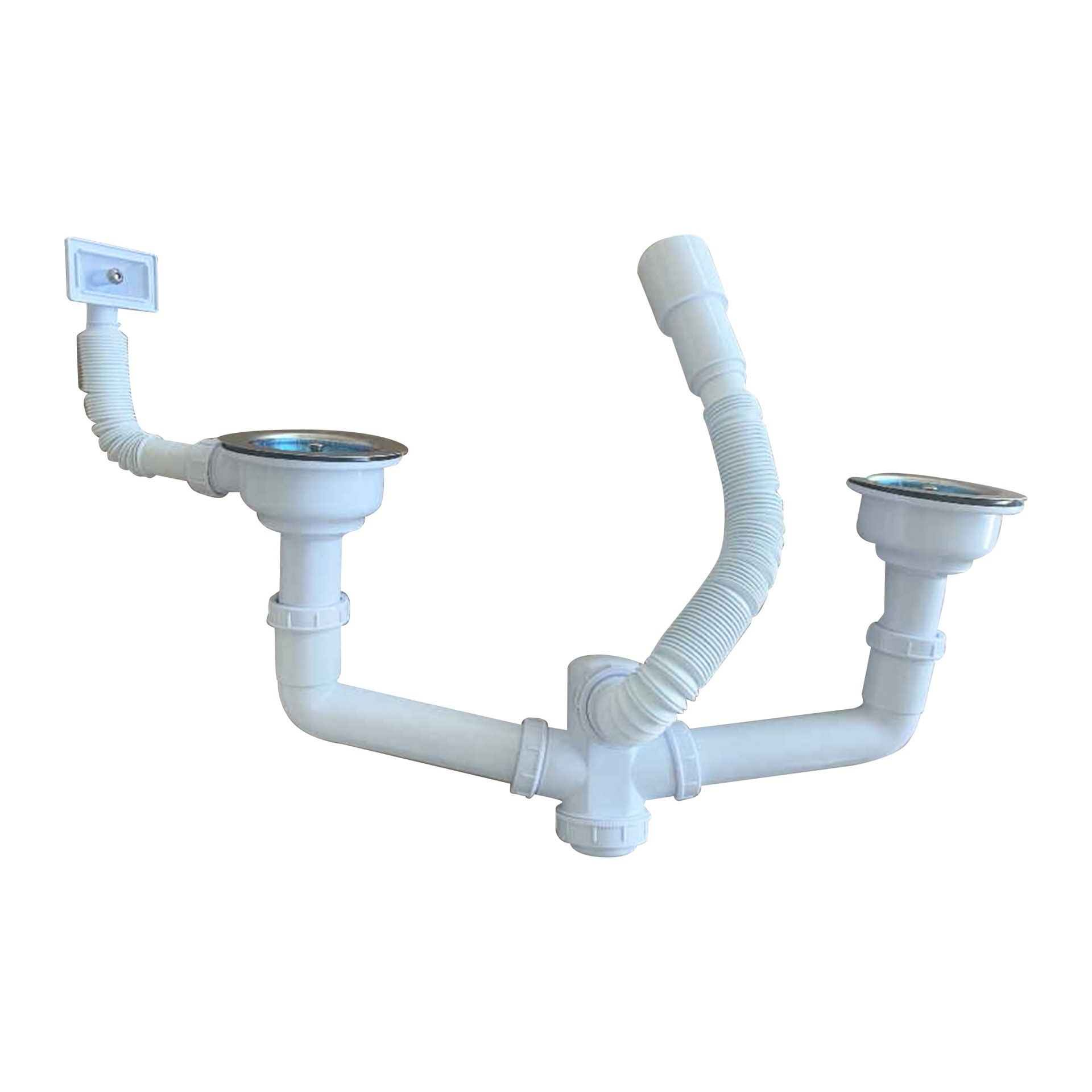 SIFÃO DUPLO LAVA-LOUÇA Ø115 C/TUBO EXTENSÍVEL