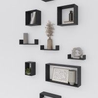 Conjunto 3 prateleiras em U 42x10x10cm Preta Conjunto 3 prateleiras em U 42x10x10cm Preta