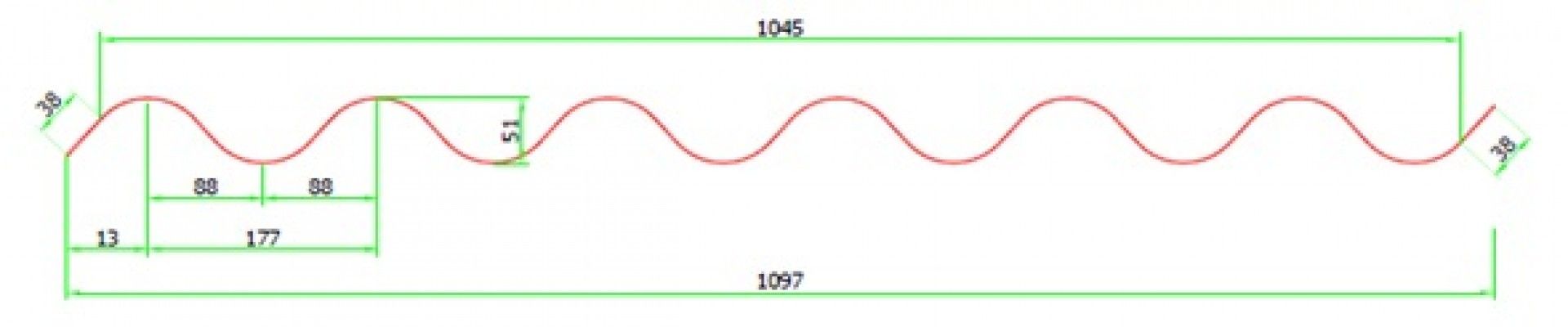 Policarbonato Compact Wave 177/51 2,5x1,097m
