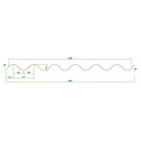 Policarbonato Compact Wave 177/51 2,5x1,097m Policarbonato Compact Wave 177/51 2,5x1,097m