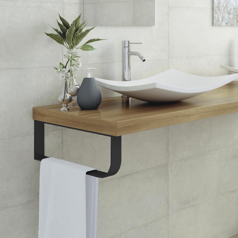 Suporte Toalheiro 45x15x2.5cm Preto mate
