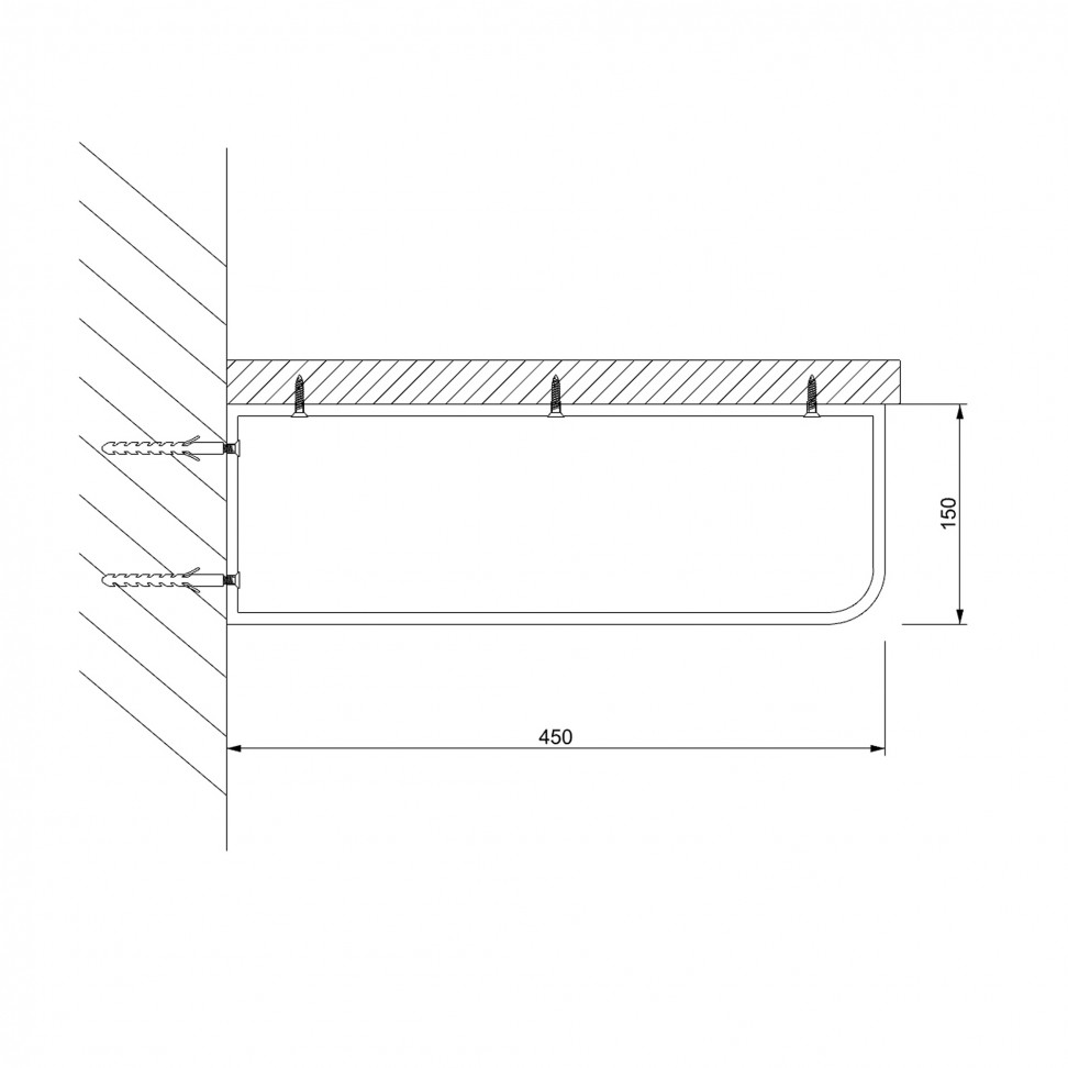 Suporte Toalheiro 45x15x2.5cm Branco mate