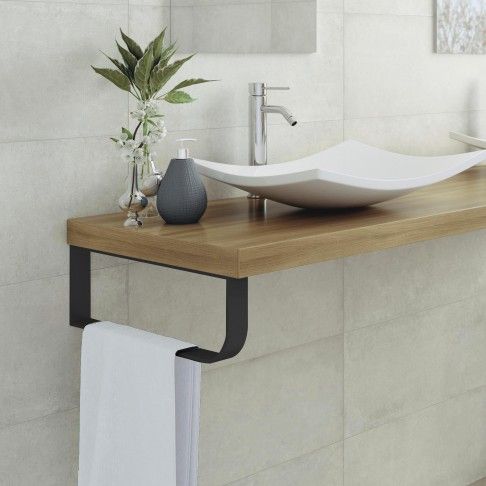 Suporte Toalheiro 450x150x25mm Preto mate Suporte Toalheiro 450x150x25mm Preto mate