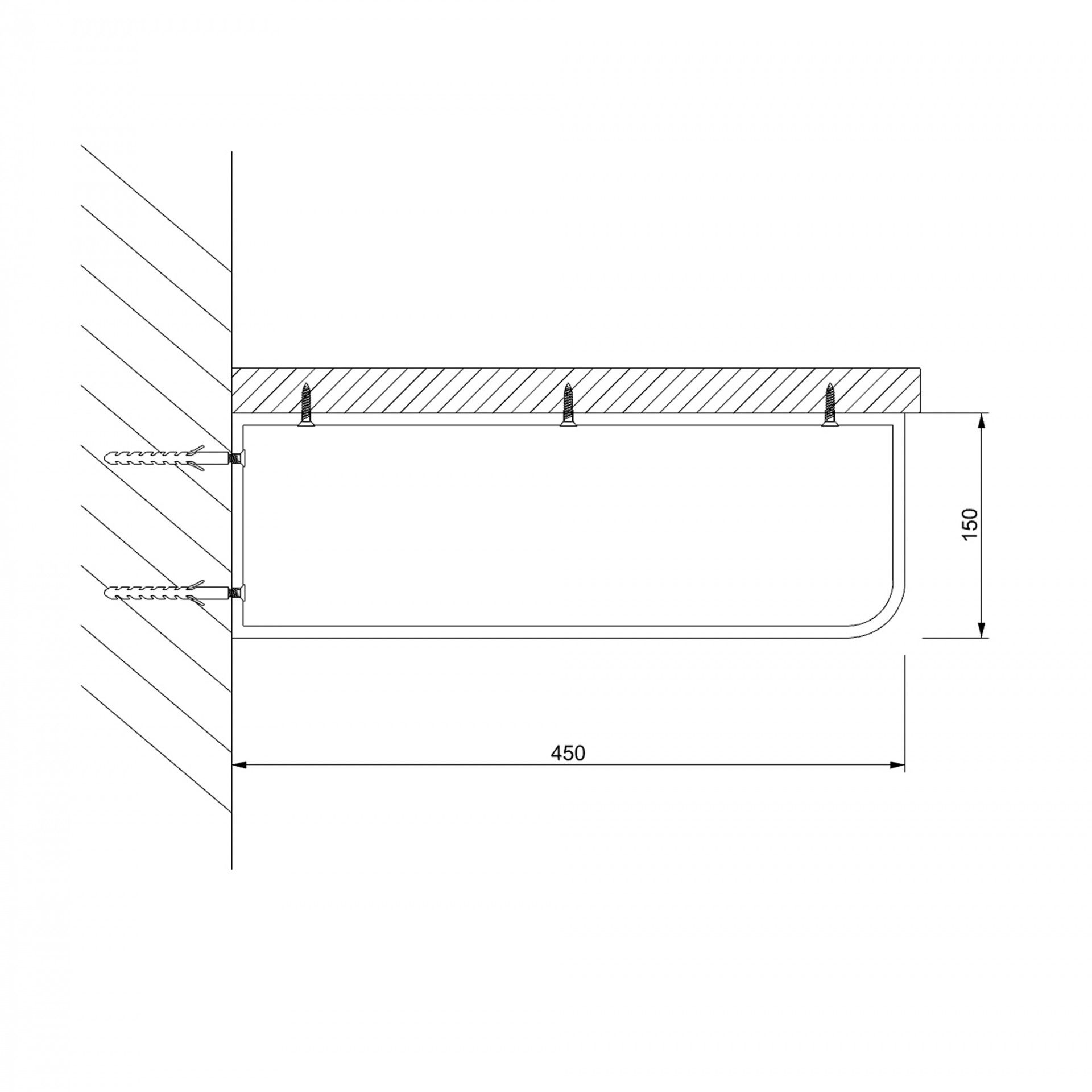 Suporte Toalheiro 450x150x25mm Preto mate