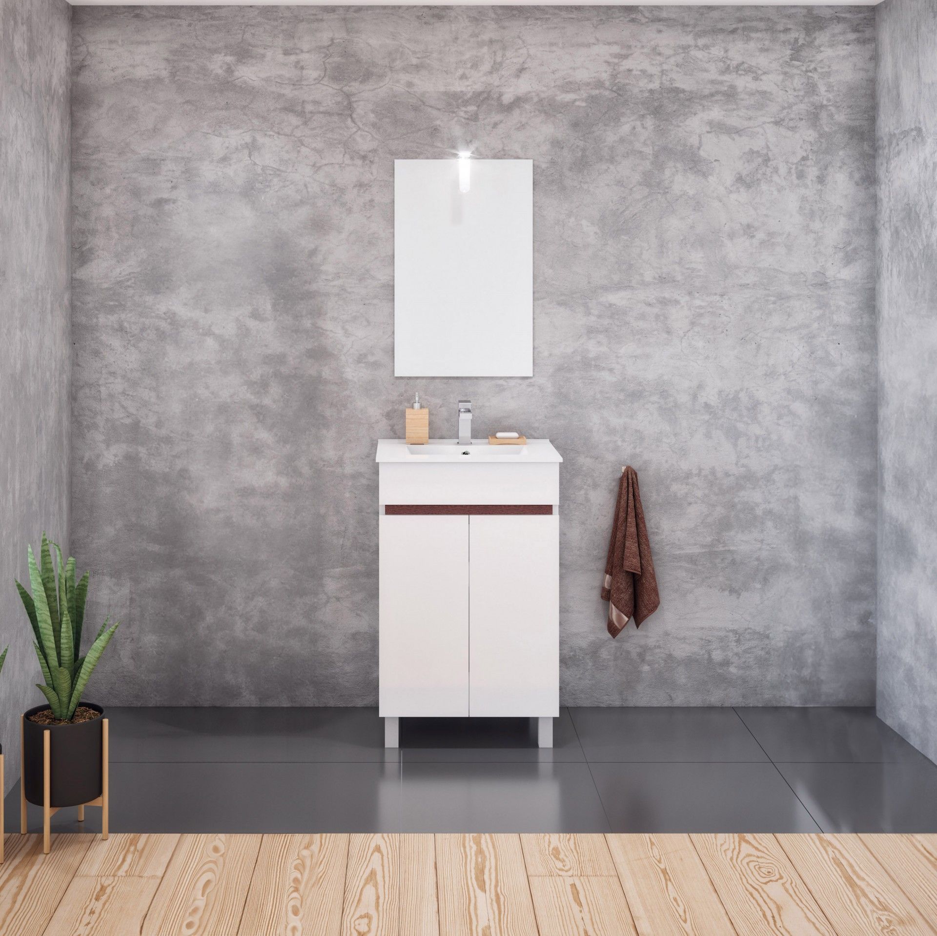 Conjunto Móvel Casa Banho IRIS Branco/ Wengué