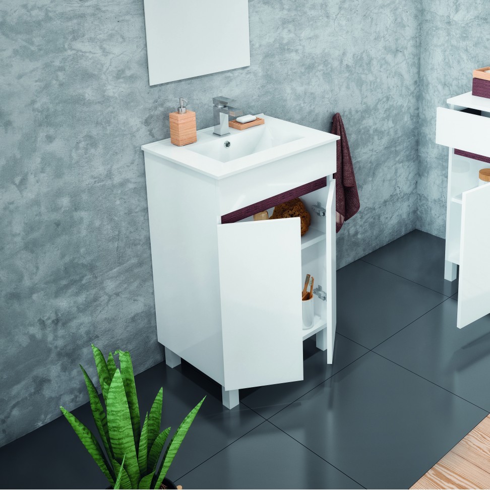 Conjunto Móvel Casa Banho IRIS Branco/ Wengué Conjunto Móvel Casa Banho IRIS Branco/ Wengué