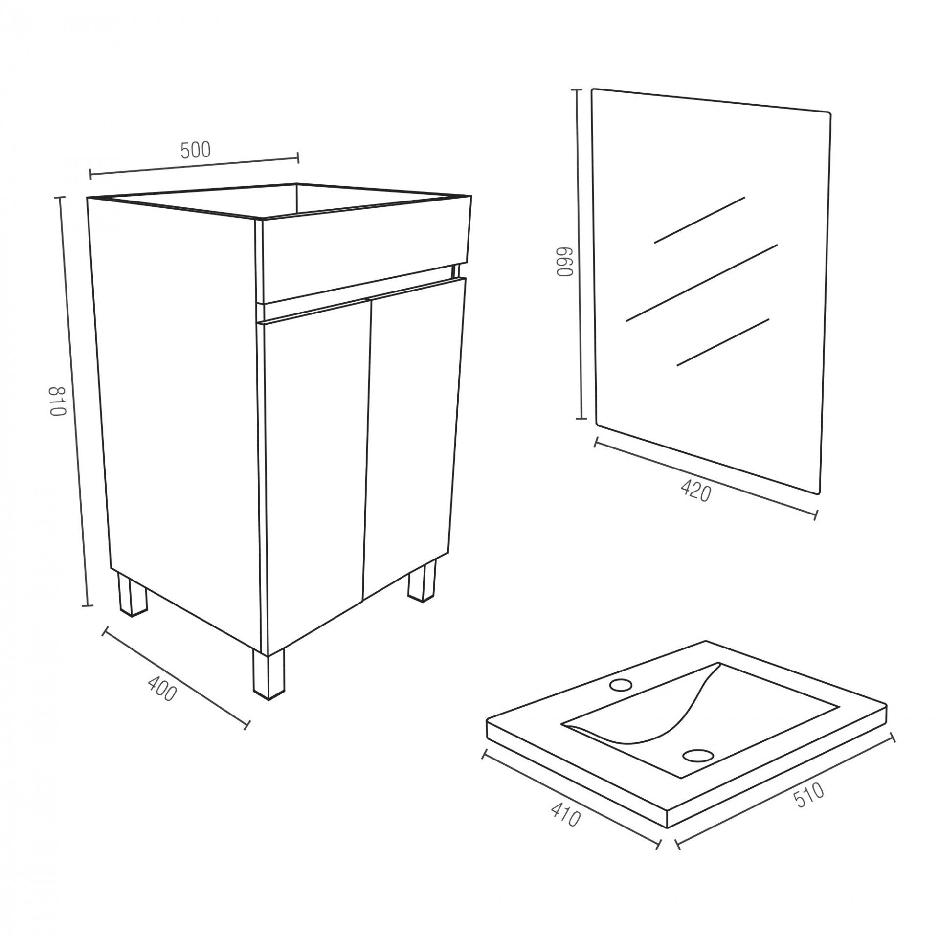 Conjunto Móvel Casa Banho IRIS Branco/ Wengué