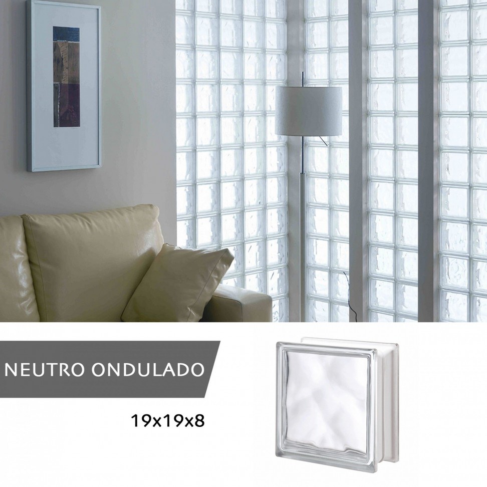 Tijolo Vidro Ondulado Transparente19x19x8cm