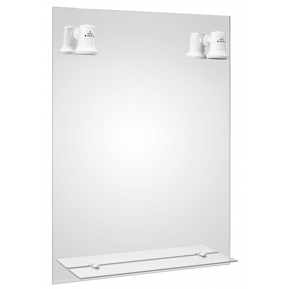 Espelho TANGER 80x60 com 2 Focos Brancos + Prateleira
