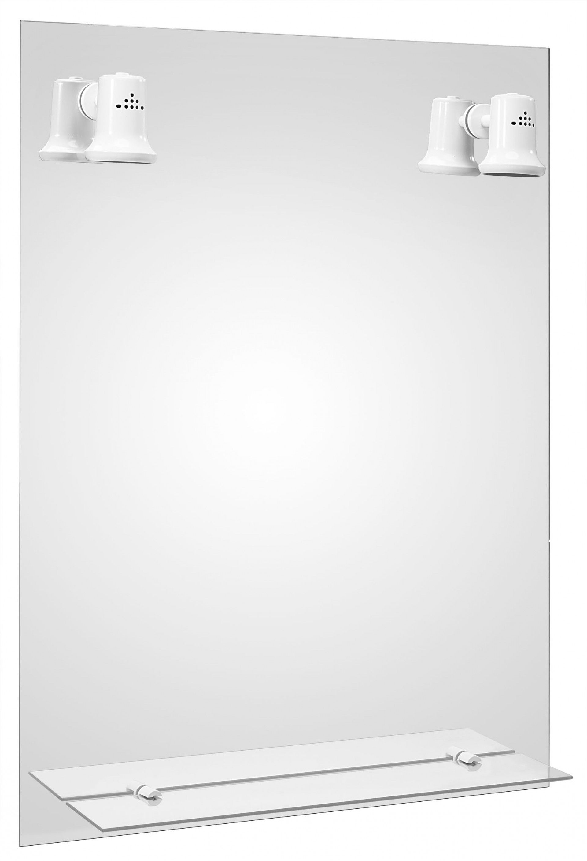 ESPELHO TANGER 80X60 C/2 FOCOS BRANCOS + PRATELEIRA