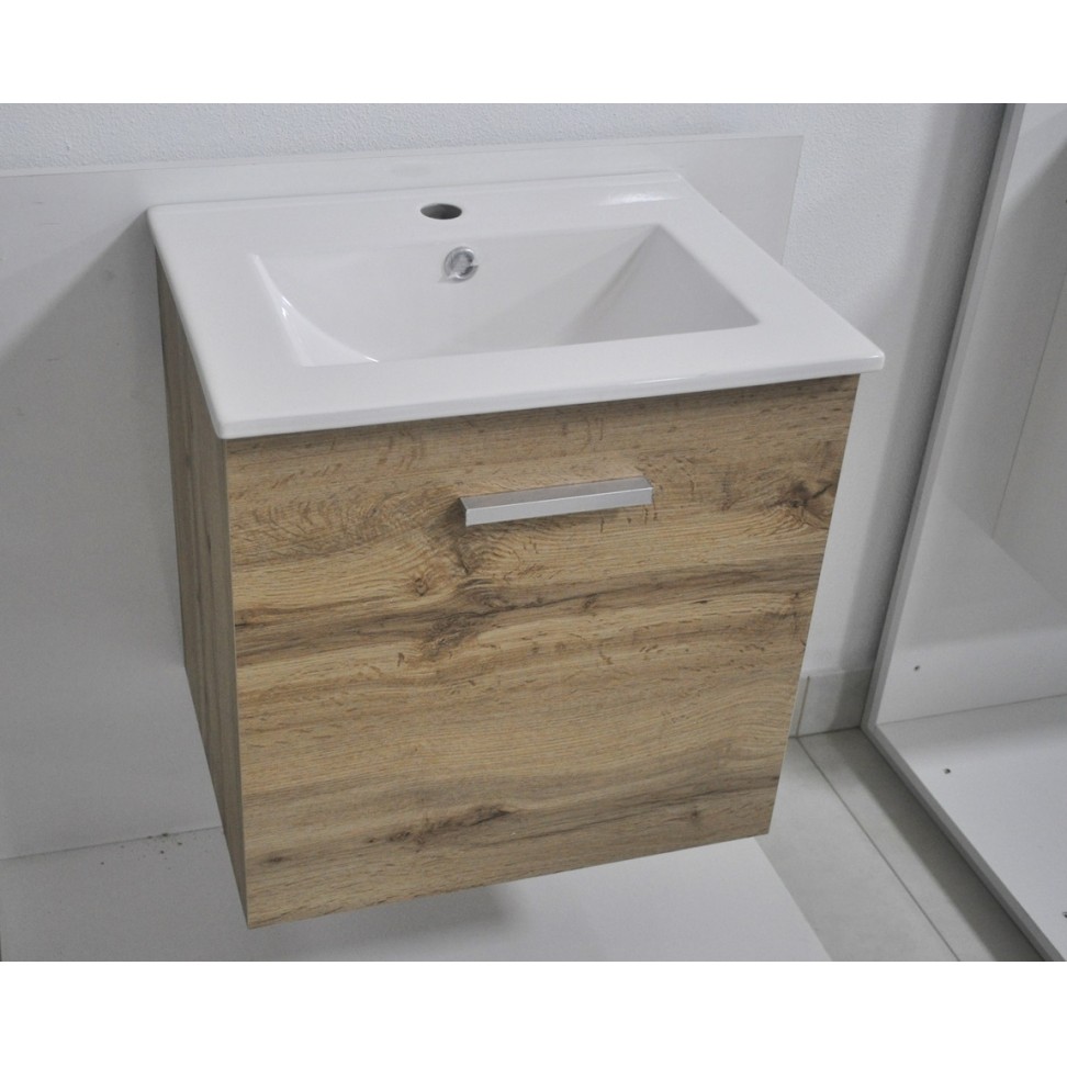 Conjunto Manaus 50cm (M�vel + Lavat�rio) Roble