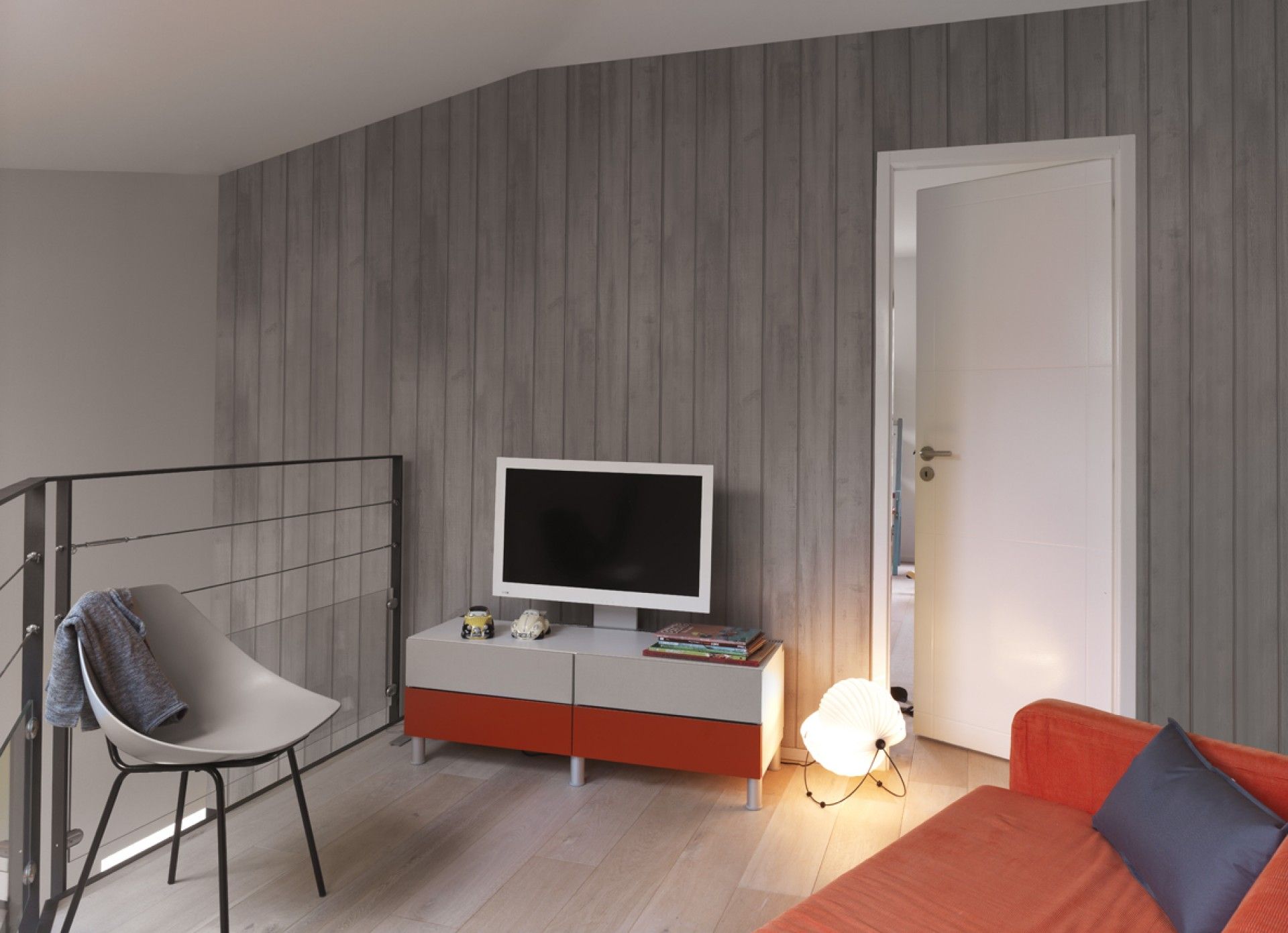 LAMBRIM PVC CINZA RÚSTICO 2600X375X8MM CX.3,9M2