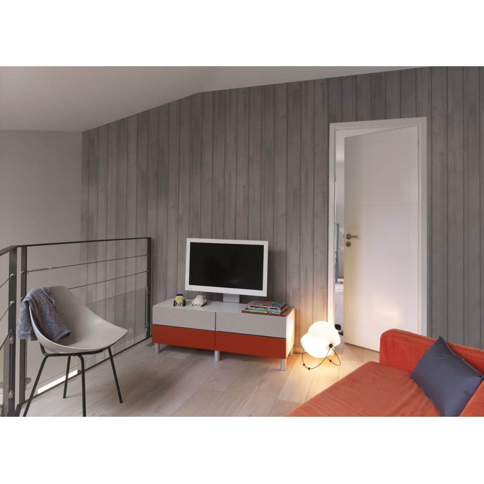 Lambrim PVC Cinza R�stico 2600x375x8mm Cx.3,9m2