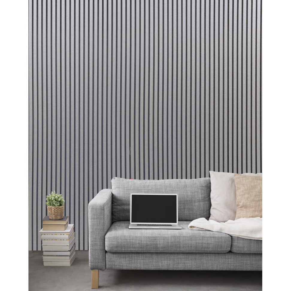 Painel Ripado MDF Cinza 3050x124x12mm Cx.1,89m2