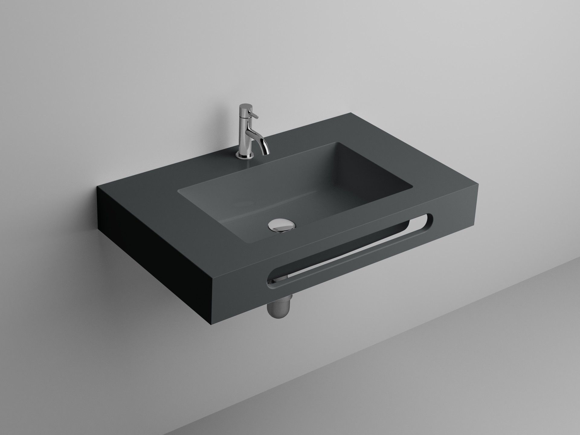 LAVATÓRIO COMPACTO RESINA 80X46X12 CINZA