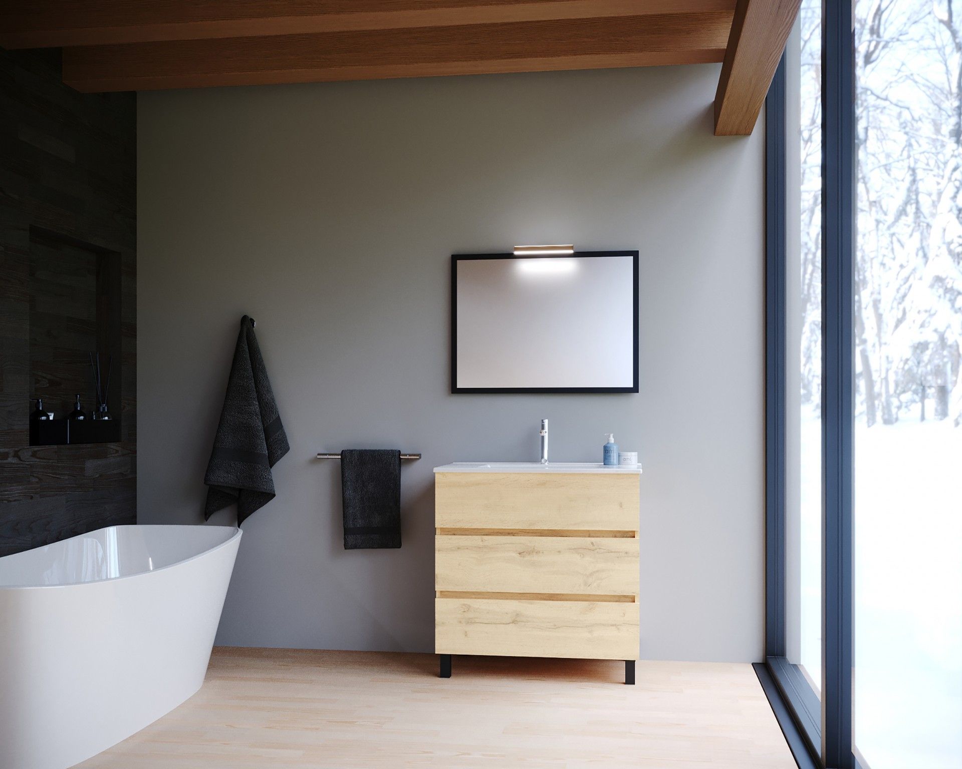 Móvel Timber 3 Gavetas 80cm