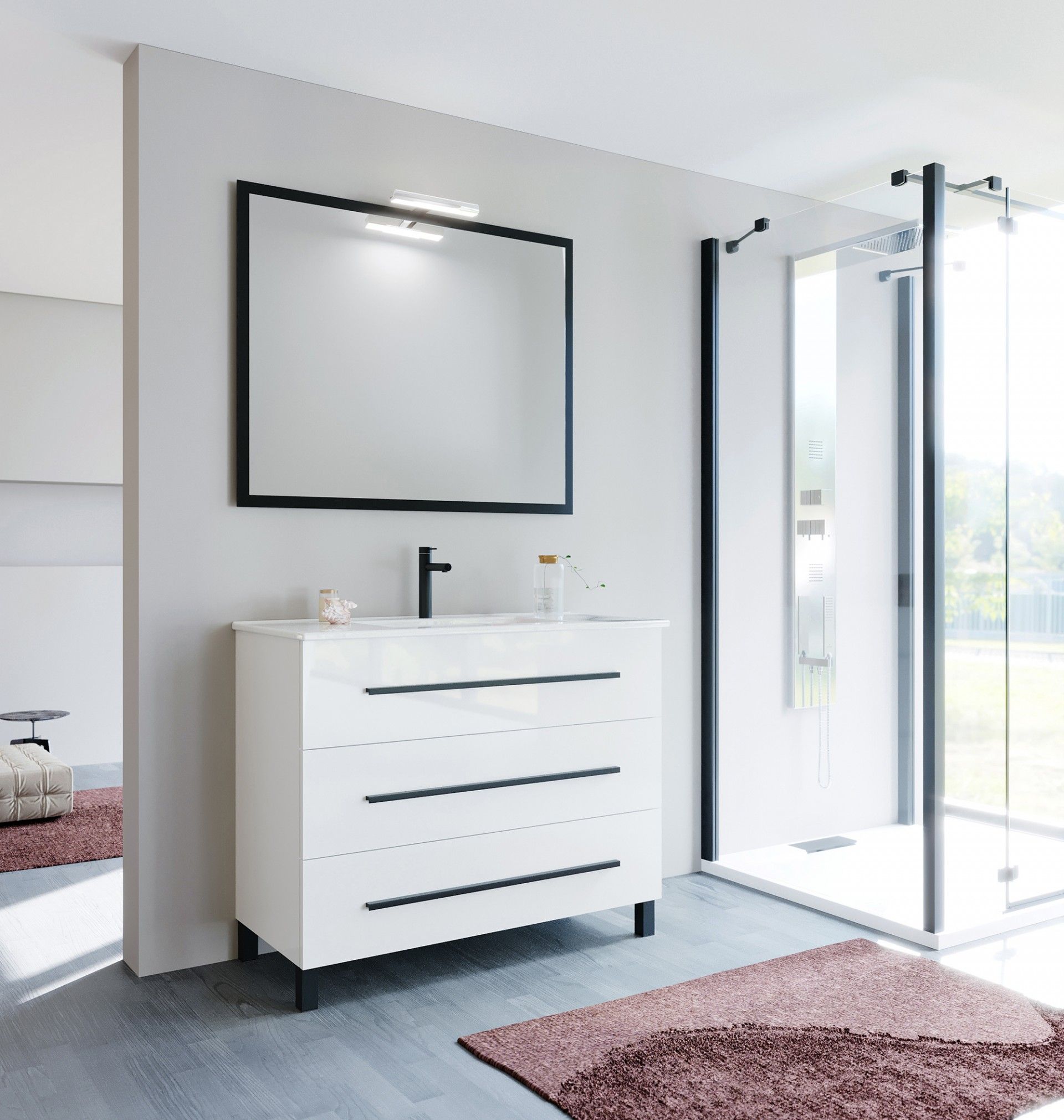 Móvel Puma 100cm 3 Gavetas Branco