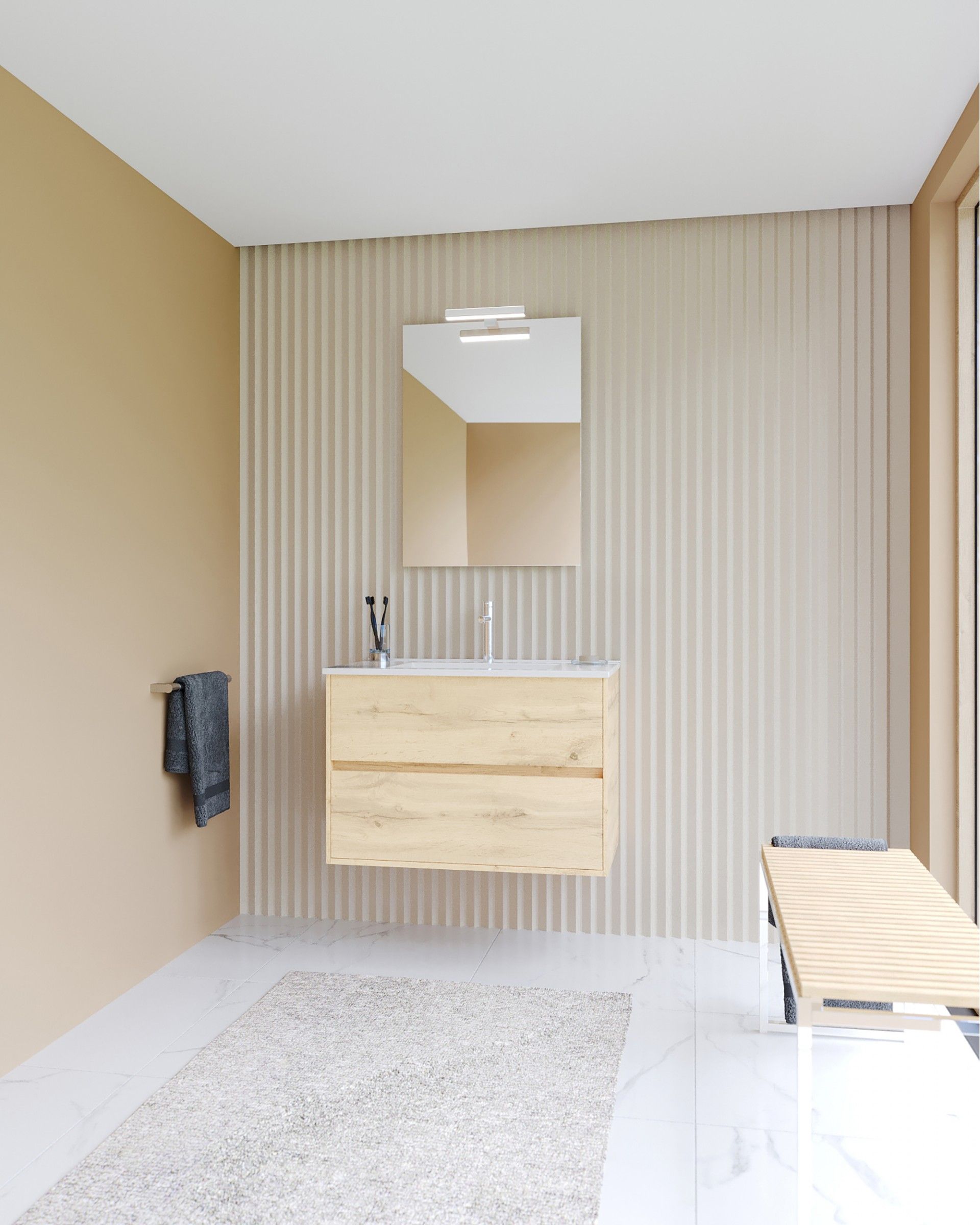 Móvel Atos Suspenso 80x45x55cm 2 gavetas Carvalho Hércules