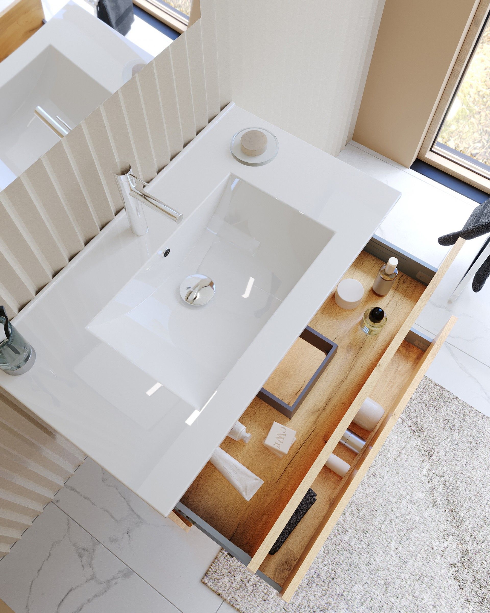 Móvel Atos Suspenso 80x45x55cm 2 gavetas Carvalho Hércules