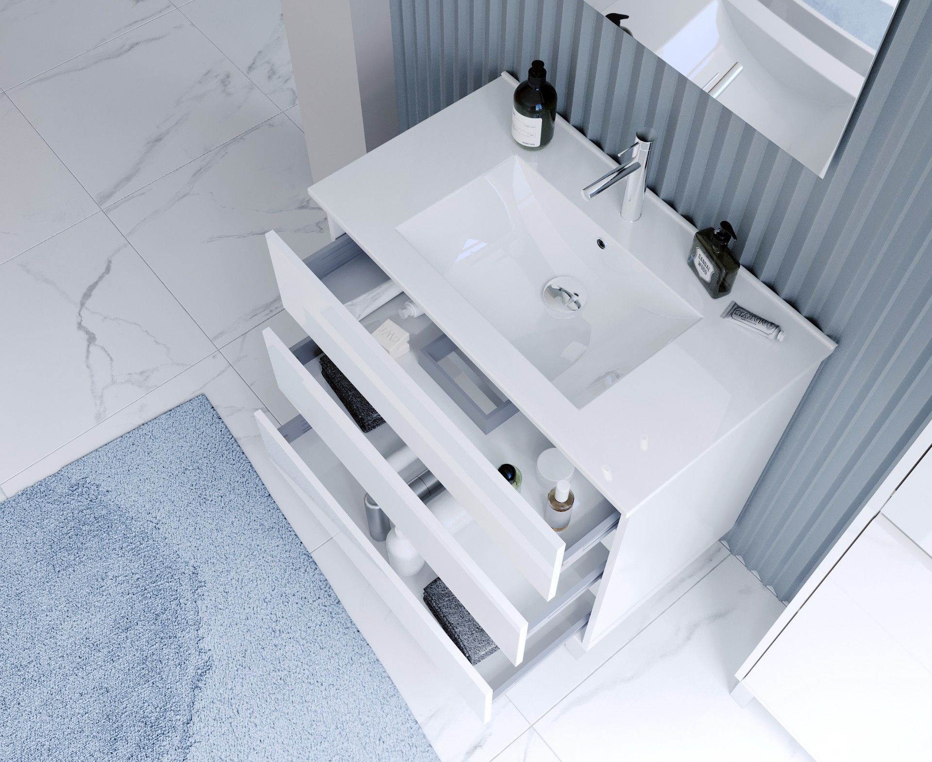 Móvel Atos 80x45x85cm 3 gavetas Branco