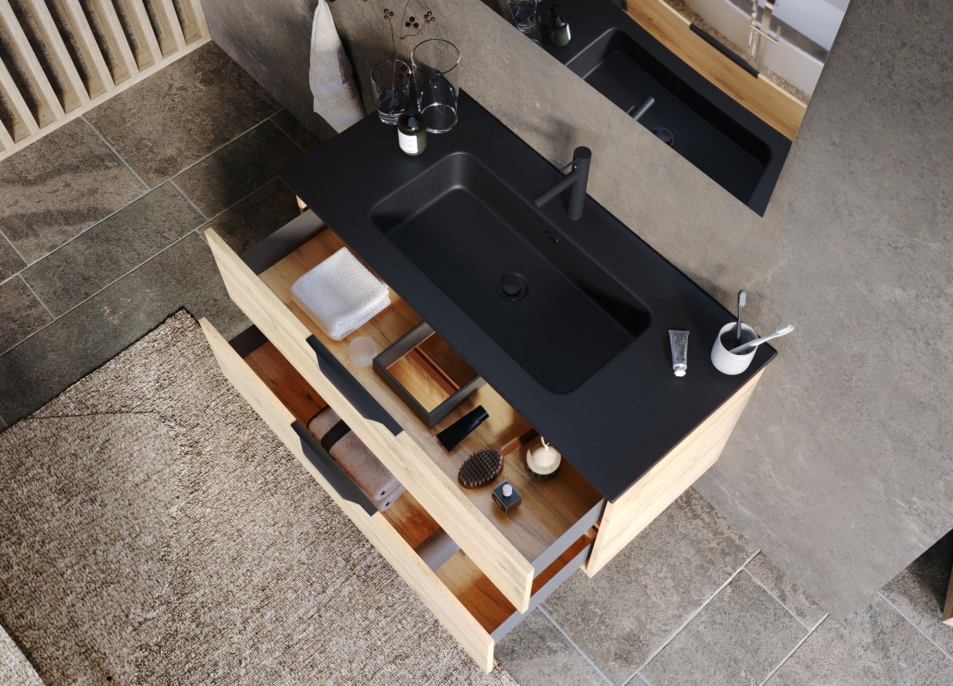 Móvel Hola Suspenso 100x45x55cm 2 gavetas Carvalho Hércules