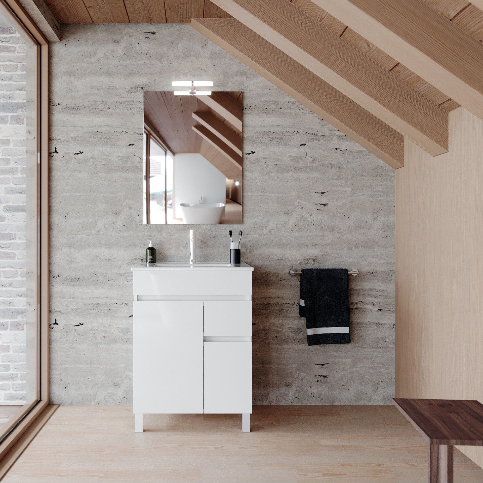 Conjunto Elba (Móvel + Lavatório) 60x45x81cm Branco