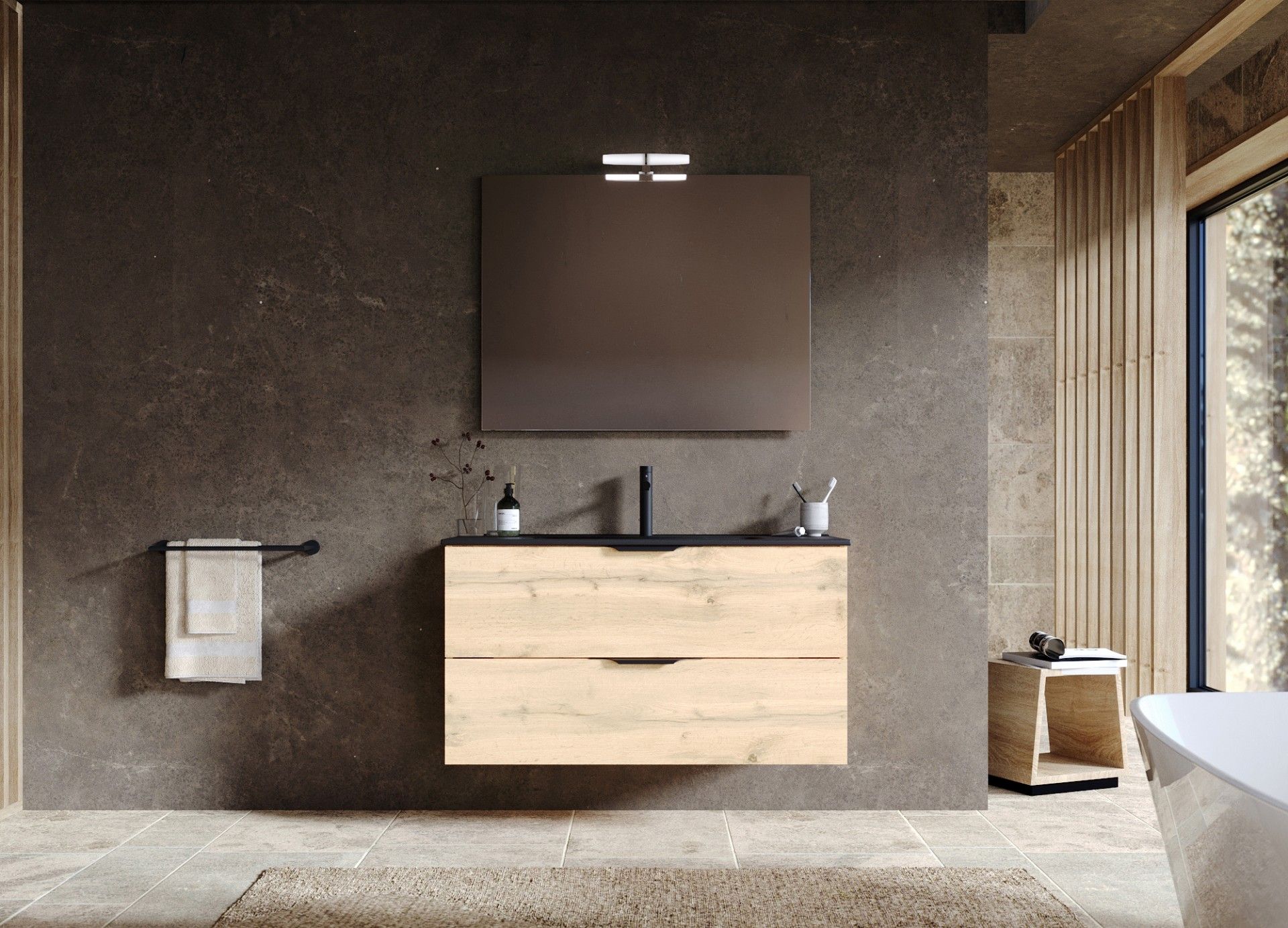 Móvel Hola Suspenso 100x45x55cm 2 gavetas Carvalho Hércules