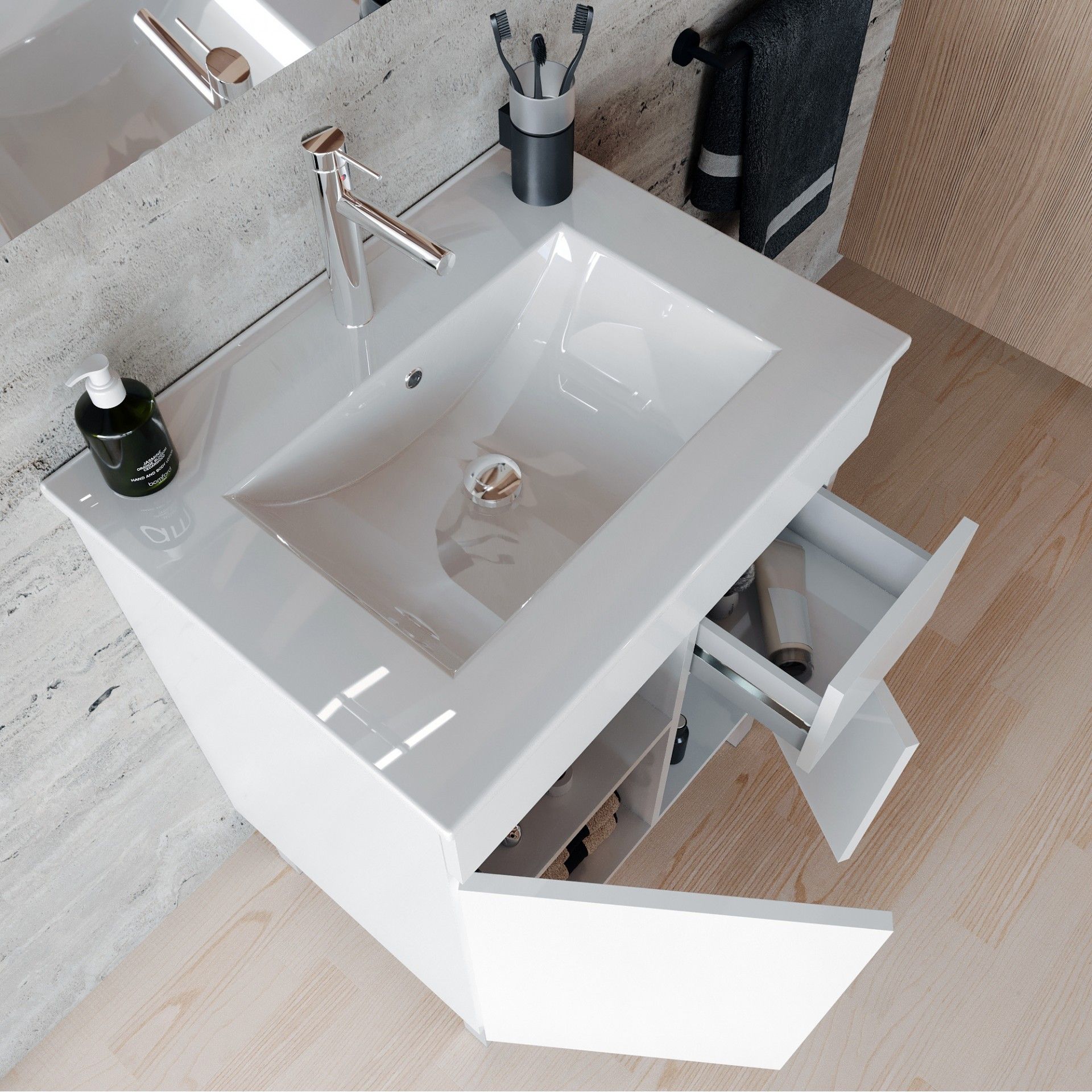 Conjunto Elba (Móvel + Lavatório) 60x45x81cm Branco