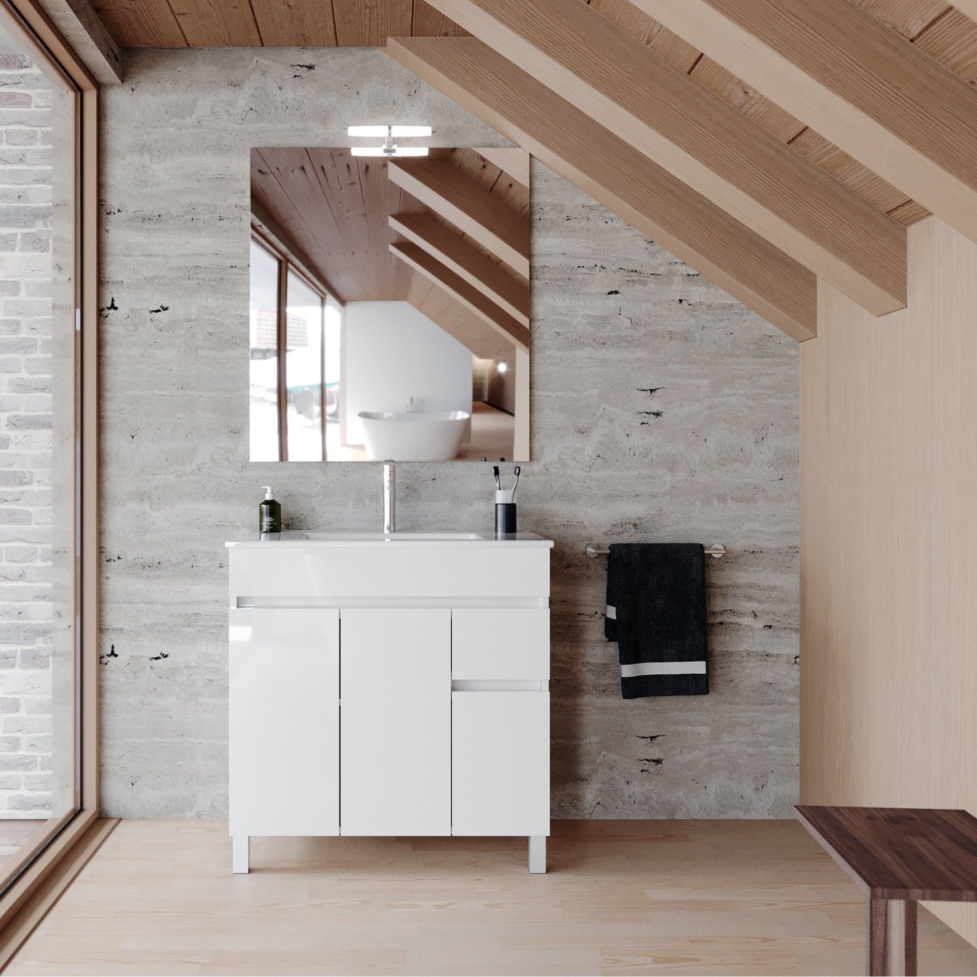 Conjunto Elba (Móvel + Lavatório) 80x45x81cm Branco