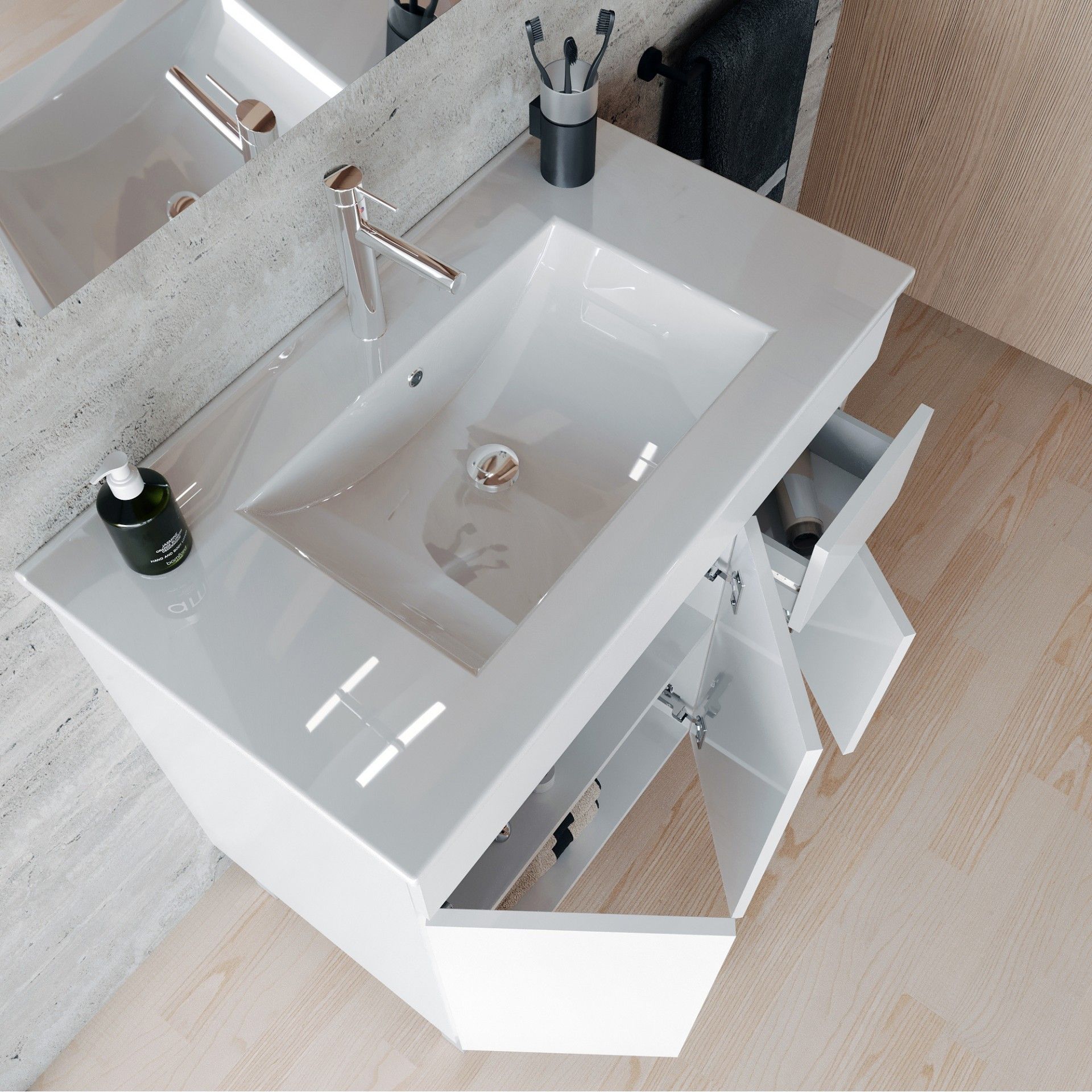 Conjunto Elba (Móvel + Lavatório) 80x45x81cm Branco