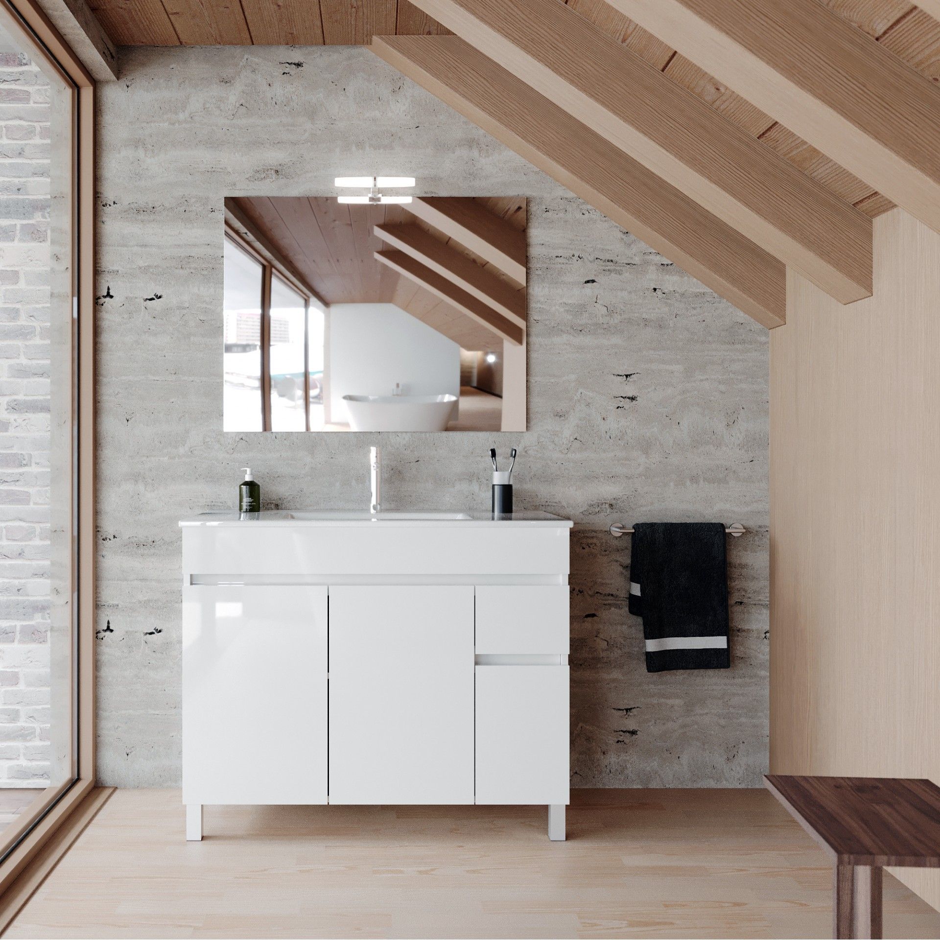 Conjunto Elba (Móvel + Lavatório) 100x45x81cm Branco