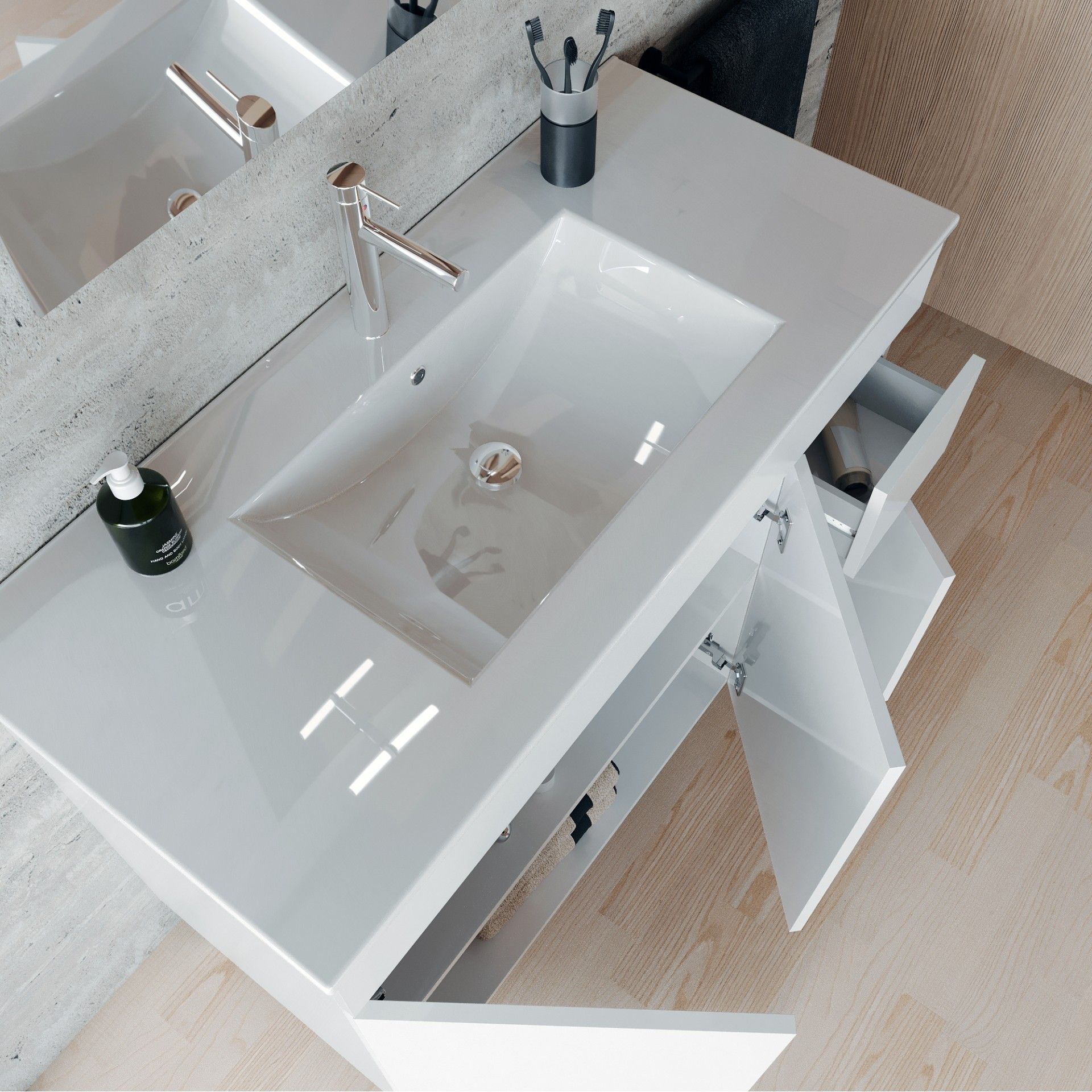 Conjunto Elba (Móvel + Lavatório) 100x45x81cm Branco