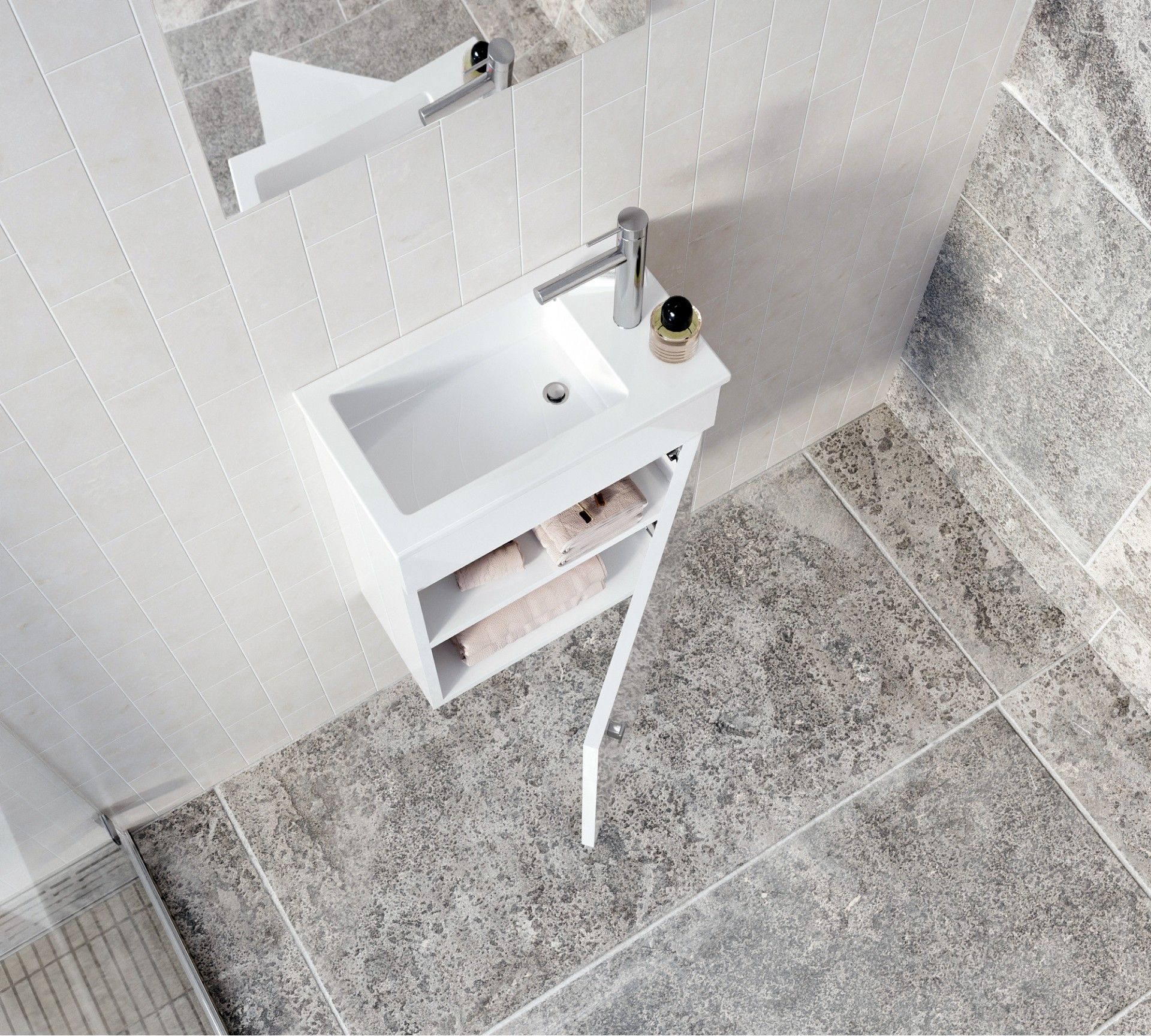 Conjunto Picolo (Móvel + Lavatório) 40x50x22cm Branco