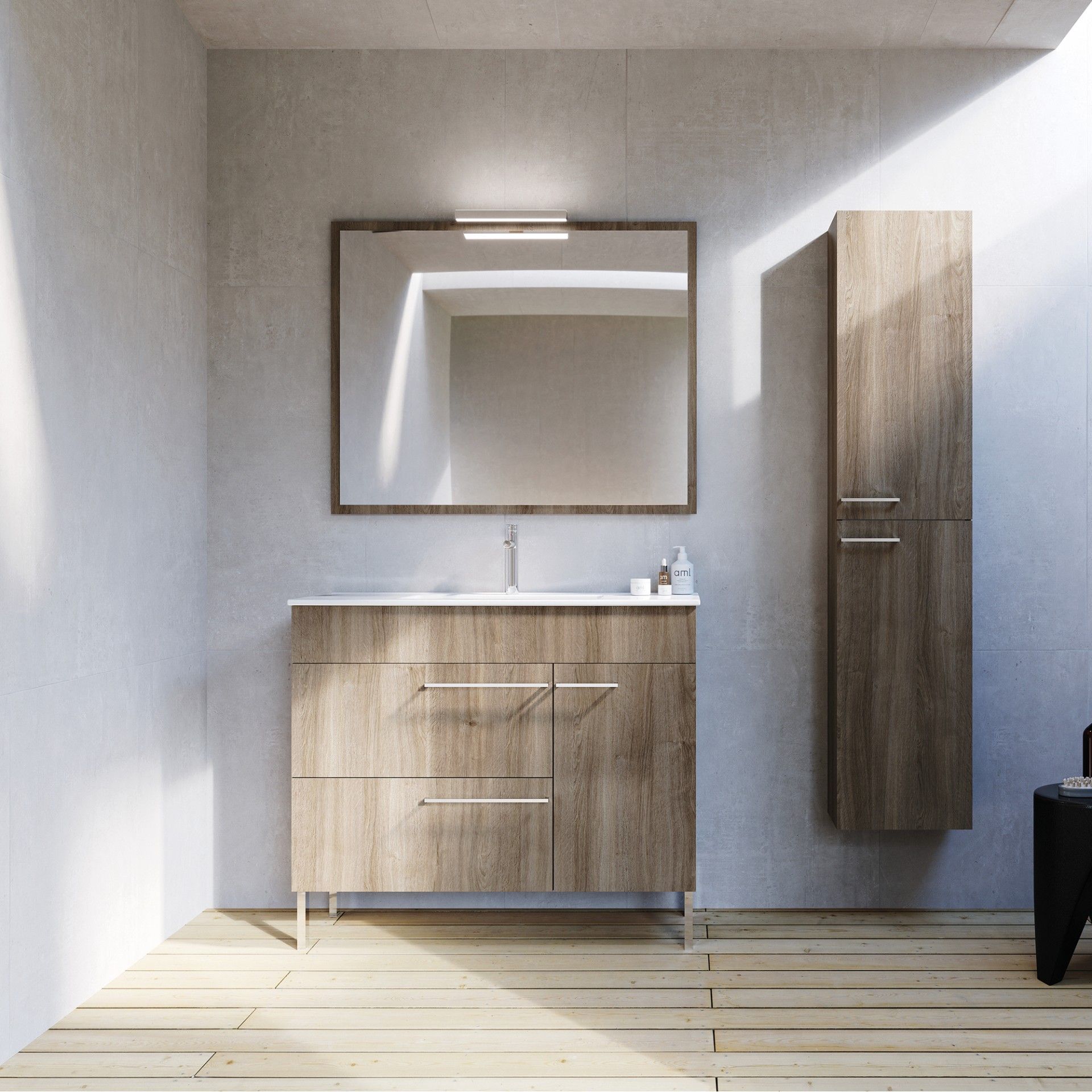 Móvel Mirage 100x45x85cm 2 gavetas 1 porta Carvalho