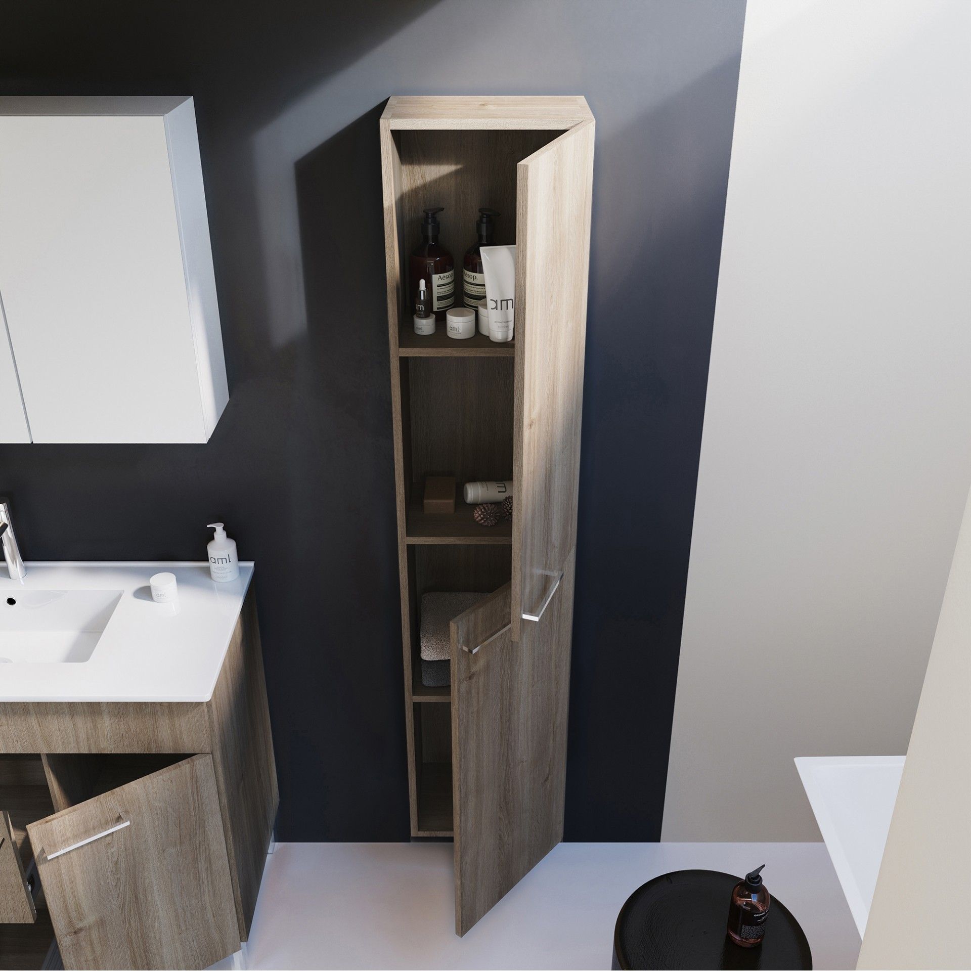 Coluna Auxiliar Mirage 35x25x160cm Carvalho