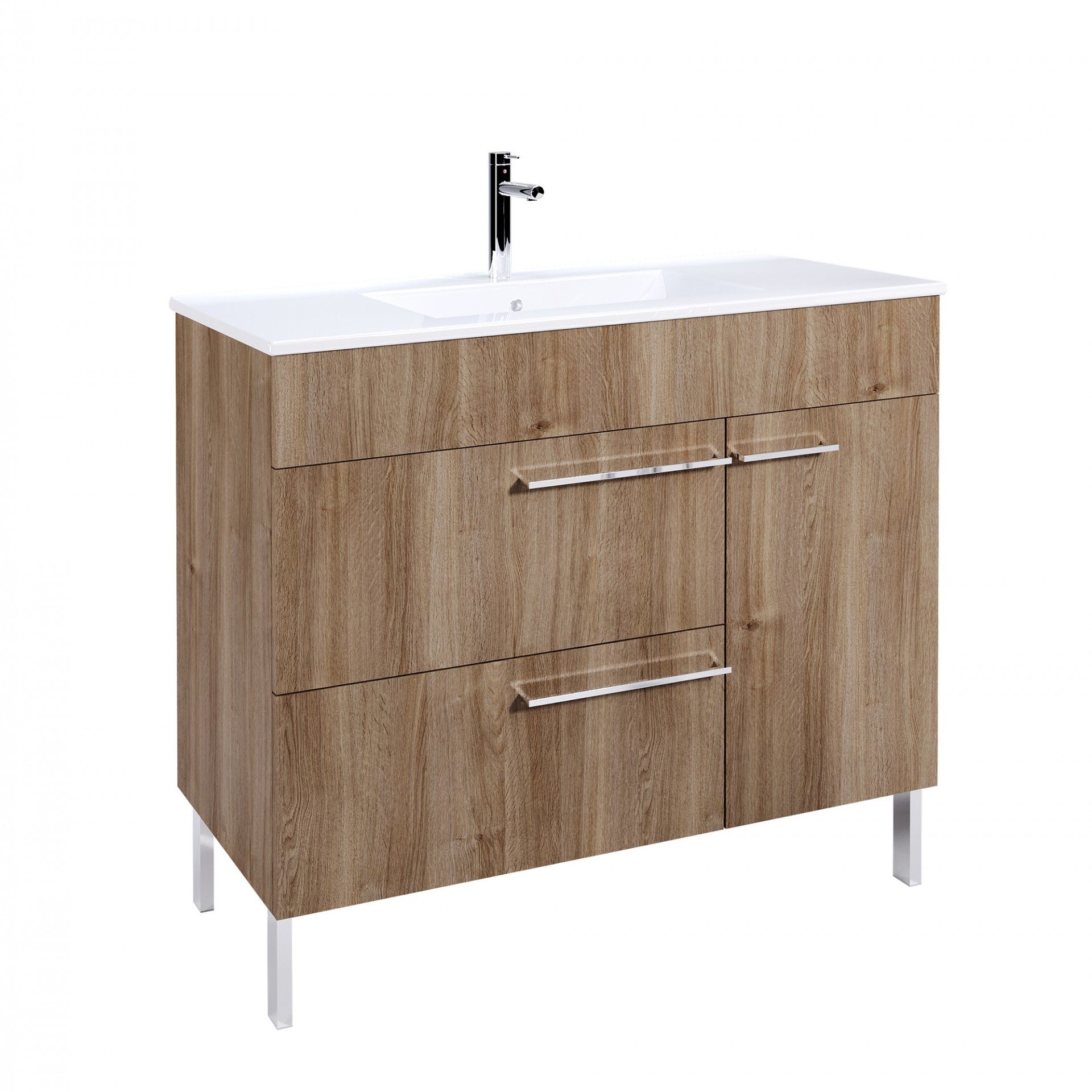 Móvel Mirage 100x45x85cm 2 gavetas 1 porta Carvalho