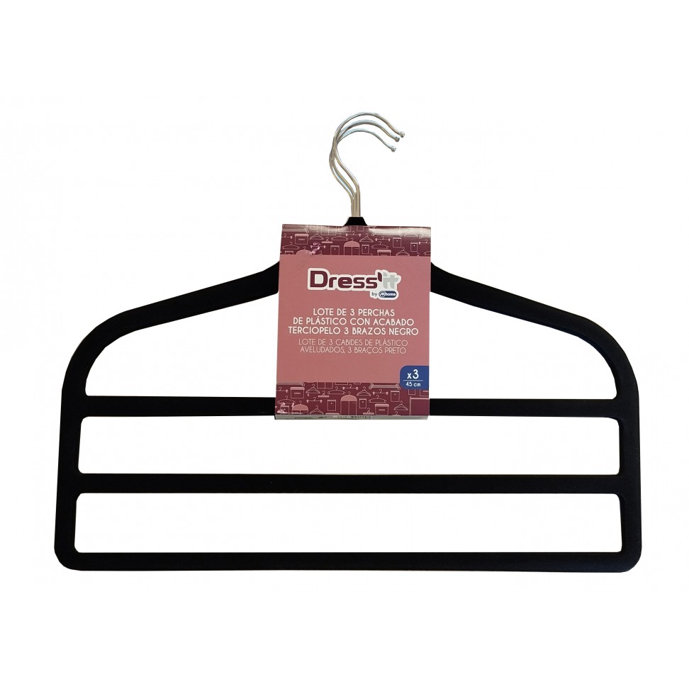 Cabide para Calças 3 Braços Preto 3 Unidades Cabide para Calças 3 Braços Preto 3 Unidades