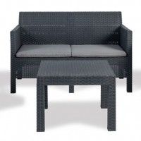 CONJUNTO RATTAN MATILDE ANTRACITE 4 LUGARES CONJUNTO RATTAN MATILDE ANTRACITE 4 LUGARES
